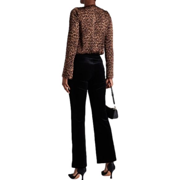 NWT Good American Wrap-effect Sepia Leopard-Print Satin Bodysuit 0 - Picture 3 of 15